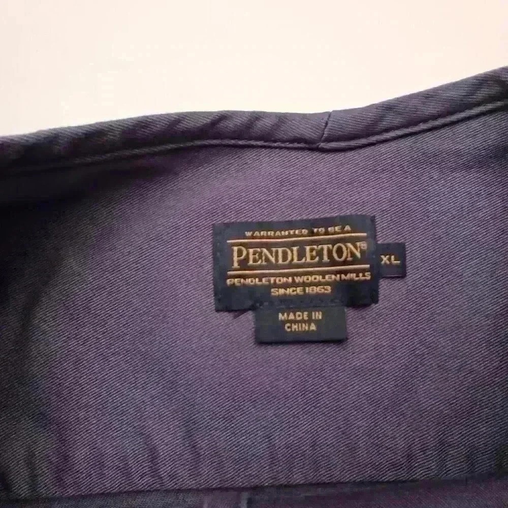Pendleton Brand Collarless Wool Jacket Size Xl Bl… - image 4